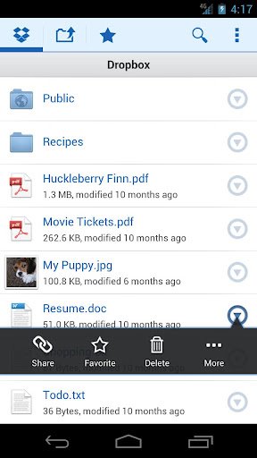 dropbox app for Android phones