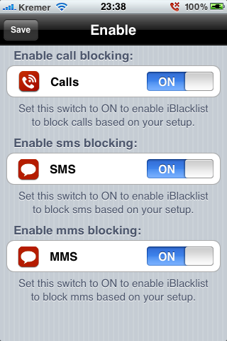 enable blacklist on iphone