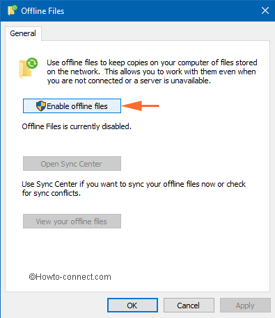 enable offline files button