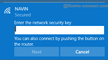 enter network security key on establishing a connection