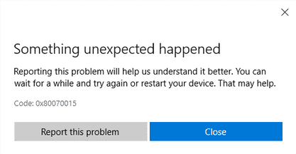 error 0x80070015