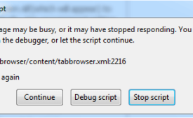 error note unresponsive script Firefox