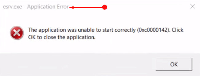 esrv.exe Application Error Photo 1