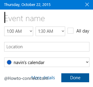 event creation on calender interface