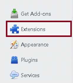 extensions in the left sidebar
