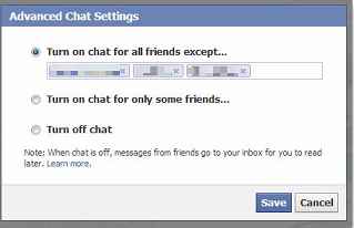 facebook advance chat settings window