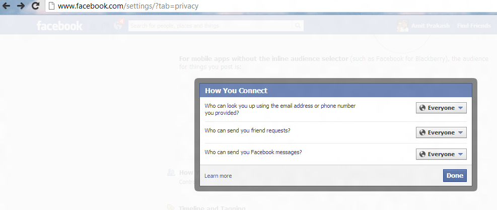 facebook privacy settings window