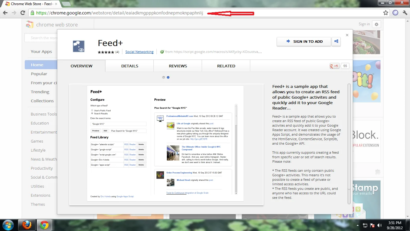feed+ extension