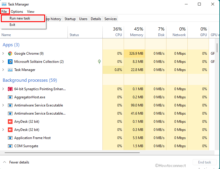 file run a new task task manager