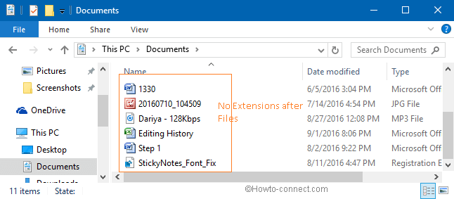files without extension on desktop