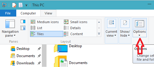 folder option on the ribbon of file explorer folder option on the ribbon of file explorer