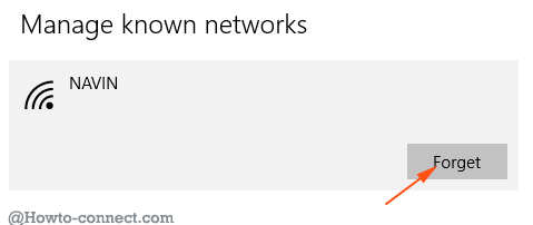 forget button under network name