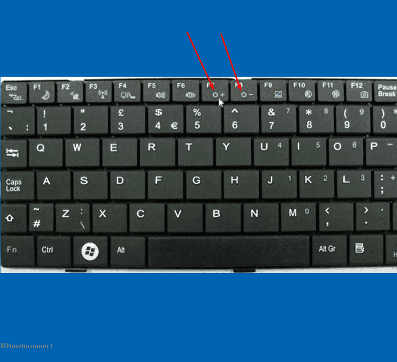 function keys to increase and decrease display brightness
