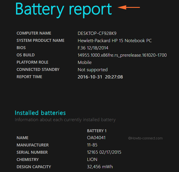 generated battery report