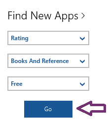 go button in the find new app go button in the find new app