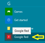 google red on start menu windows 10