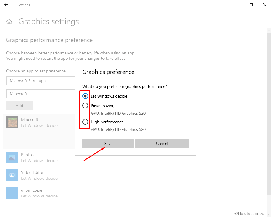graphics performance preferences