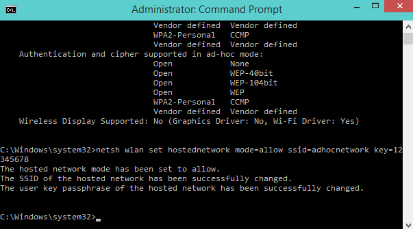 Create Wireless Ad Hoc Internet Connection on Windows 10