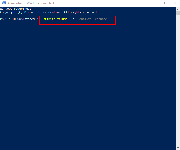 how to Defragment Hard Disk Drive in Windows 10 using powershell