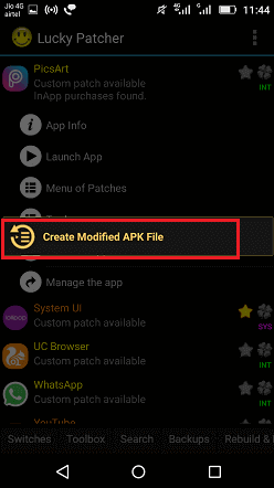 how to modify APK file of an app using Lucky Patcher image 2