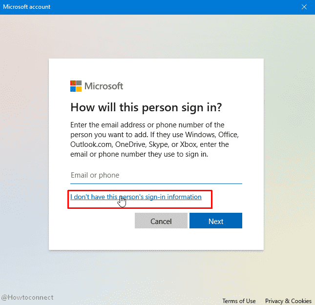 i don't have this person information create account