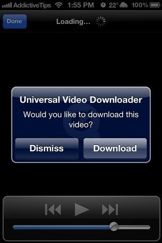 iOS Universal Video Downloader app notification iOS Universal Video Downloader app notification