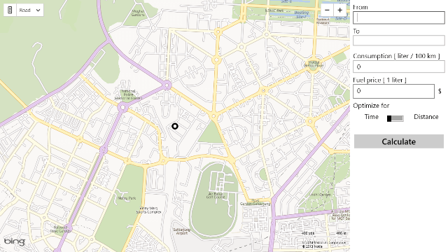 Fare Calculator Windows 8 App - Evaluate Fare, Fuel, Distance, Time