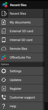 interface with a  black blackground of office suit