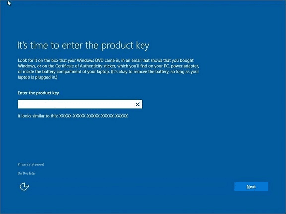 it's the time to enter product key pop up