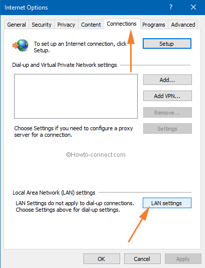lan settings in connection tab lan settings in connection tab