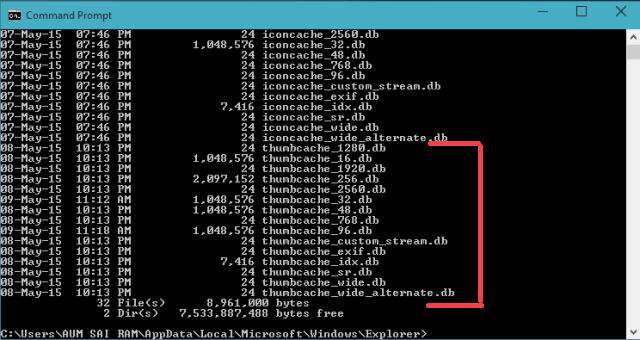 list of thumbnail cache files list of Delete and Reset Thumbnail Cache in Windows 10