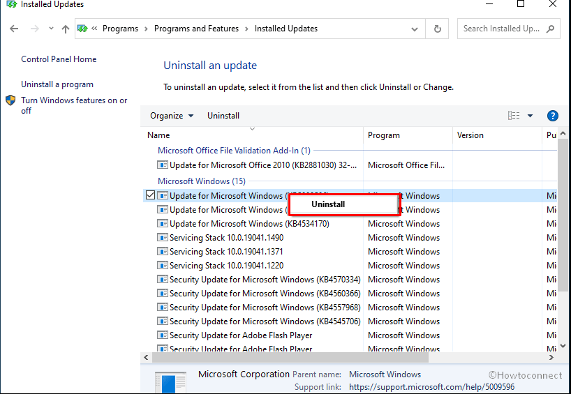 list of windows updates