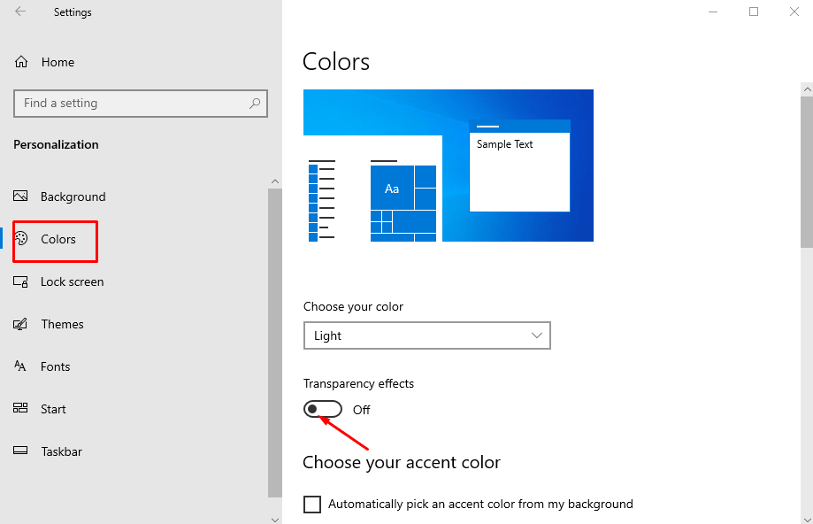 make start menu and taskbar transparent off on windows 10