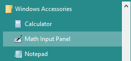 math input panel in windows accessories on start menu win 10