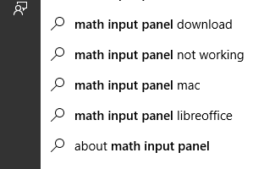 math input panel search in cortana search