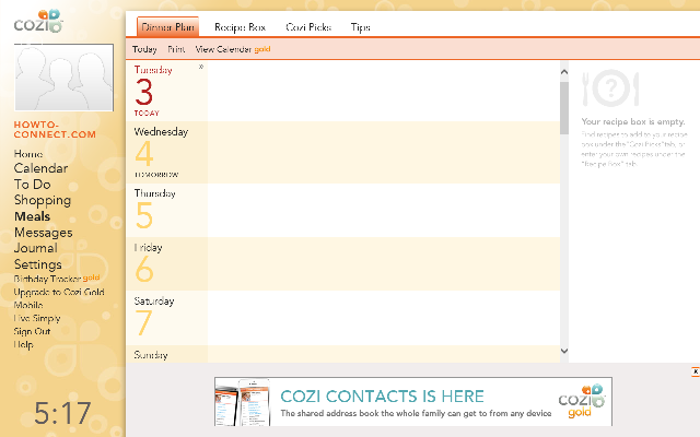 meal plan Cozi Family Organizer Windows 8 App - Manage Life in Better Way