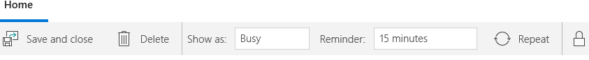 menu bar items on create event page