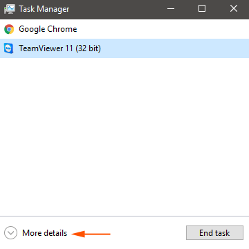 more detail link at the bottom of the task manager more detail link at the bottom of the task manager