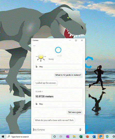 move the Cortana window