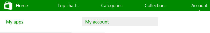 myaccount menu on top