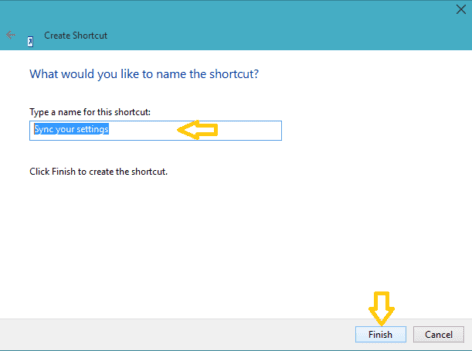 How to Create Shortcut for Sync your Settings in Windows 10