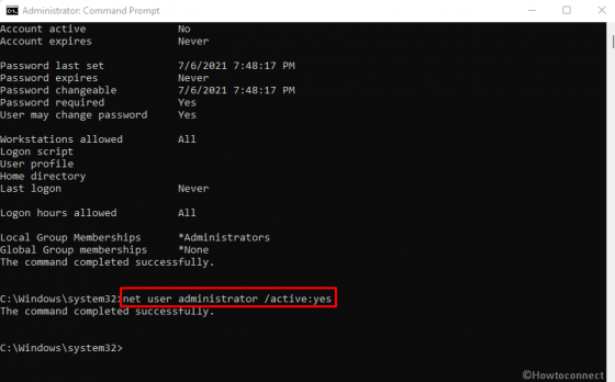 net user administrator cmd