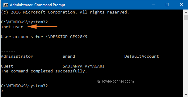 net user on command prompt