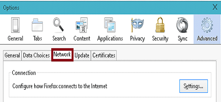network tab in options window network tab in options window