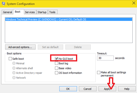 windows 10 no gui boot