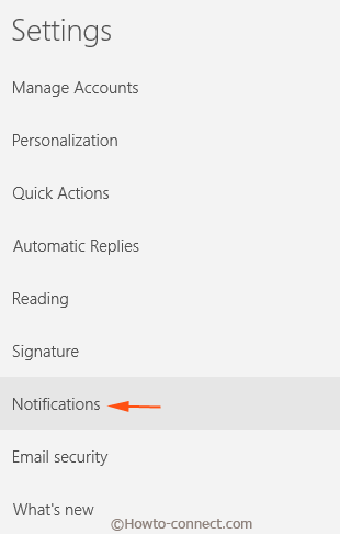 notifications link settings outlook mail app