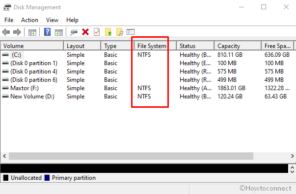 ntfs file system in disk management
