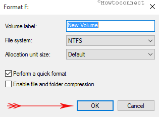 ok button on format partition popup