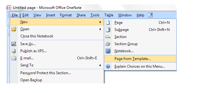 onenote page template image