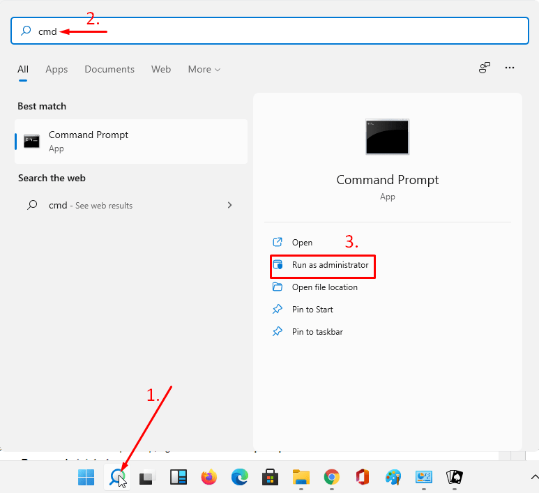 open Command Prompt as administrator Through Windows Search